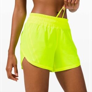 Lululemon Highlighter Yellow Track That 5" Mid Rise Swift Run Shorts